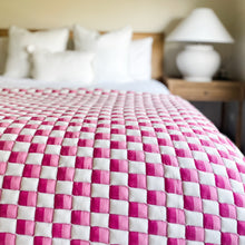 Load image into Gallery viewer, Pink &amp; White Coverlet
