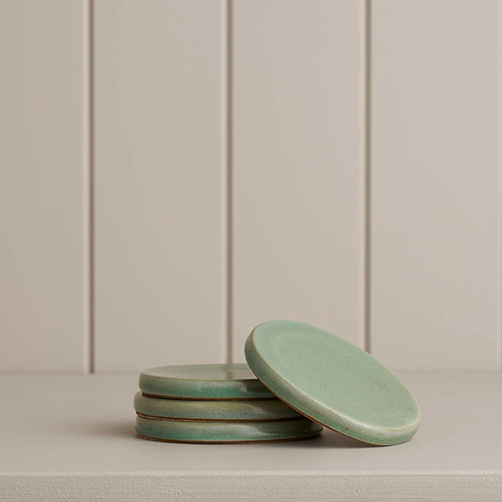 Ceramic Coasters: Set of 4 in Moss