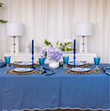 Load image into Gallery viewer, Scalloped Blue Table Cloth
