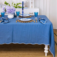 Load image into Gallery viewer, Scalloped Blue Table Cloth
