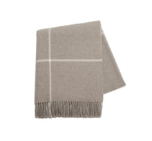 Load image into Gallery viewer, Taupe Windowpane Cashmere Throw
