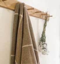 Load image into Gallery viewer, Taupe Windowpane Cashmere Throw
