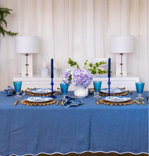 Load image into Gallery viewer, Scalloped Blue Table Cloth
