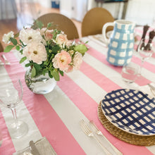 Load image into Gallery viewer, Pink &amp; White Stripe Tablecloth Lo
