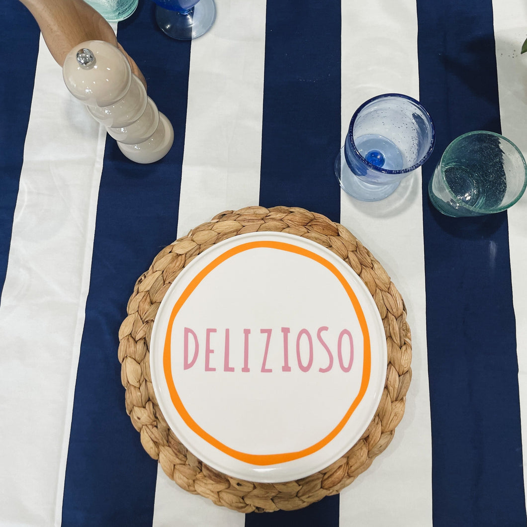 Navy Stripe Tablecloth