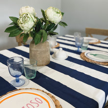 Load image into Gallery viewer, Navy Stripe Tablecloth
